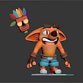 Cute Cartoon Character With Orange Body Blue Shorts And Colorful Feather Mask On Platform