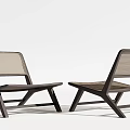 Modern Lounge Chairs With Wooden Frame And Woven Back For Home Living Room