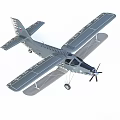 Gray Propeller Aircraft With Markings Showcased In Different Angles View 3d model
