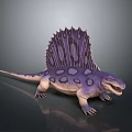 Spiked Sailback Dinosaur 3D Model In Purple And Beige With Textured Skin On Dark Background