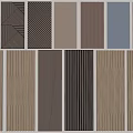 Various Wooden Wall Panels Featuring Striped And Geometric Texture Patterns For Interior Decor 3d model