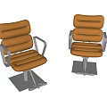 Modern Brown Leather Massage Chair With Metal Armrests And Black Base