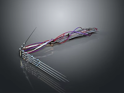 Bio Inspired Character Design With Colorful Wires And Metal Needle Structure 3d model