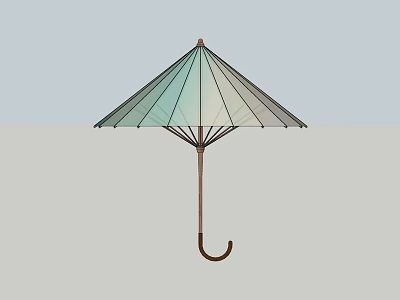 Lightweight Stylish Gradient Color Umbrella With Curved Handle And Classic Design 3d model