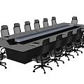 Modern Long Conference Table With Black Office Chairs On Wheels For Team Meetings