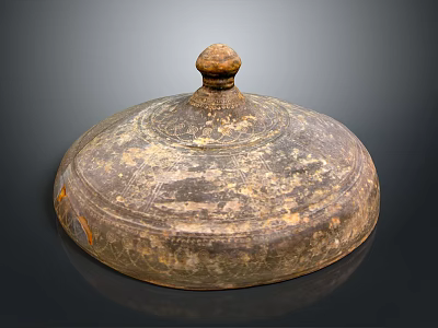 Ancient Sculpture Carving With Domed Lid Rounded Knob Top And Textured Surface 3d model