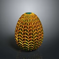 Colorful Scaled Egg Shaped Object With Yellow Green Orange And Blue Textured Surface