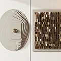 Modern Wall Decor With Circular Layered Design And Golden Square Grid Cube Patterns
