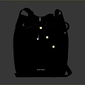 Stylish Black Leather Bucket Bag With Blue Straps Red Interior And Gold Buttons