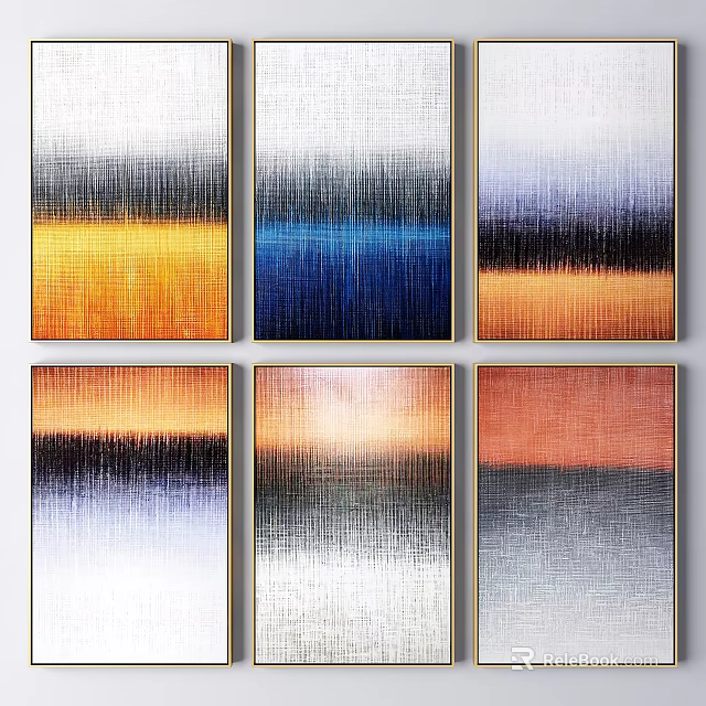 Modern Abstract Wall Art With Colorful Gradient Panels And Framed Design 3d model
