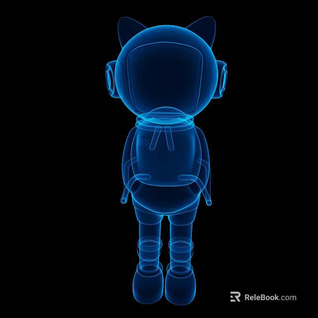 Blue Wireframe Robot Decorative Figurine Set In 3D Style Design 3d model 