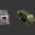 Silver And Green Military Armored Vehicles With Roof Equipment And Heavy Duty Wheels