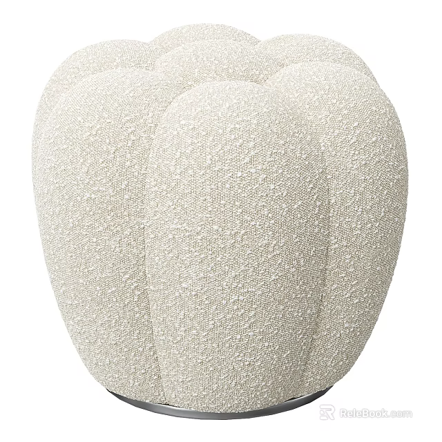 Modern Cream Textured Stool With Petal Shaped Curved Design For Interior Furniture 3d model 