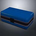Blue Hard Shell Storage Case With Striped Design And Black Clasp