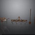 Essential Agricultural Equipment Set With Wheelbarrow Plow Shovel And Hay Fork