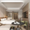 Modern Boutique Guesthouse Room With King Size Bed Round Table And Wooden Decor