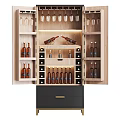 Elegant Modern Wine Cabinet With Wooden Shelves Wine Racks And Glass Storage