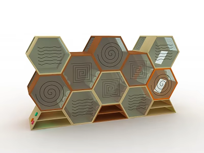 Commercial Equipment Featuring Hexagonal Panels With Diverse Geometric Patterns 3d model