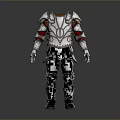 Shiny Metallic Full Body Knight Armor With Intricate Chest Plate And Red Arm Details