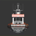 Orange and Gray Rescue Boat with Antenna Open Deck and Fenders for Water Transport