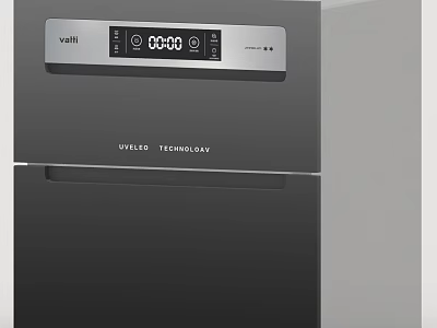 Sleek Black Built In Kitchen Appliance Featuring Vatti Dualo Technology And Digital Timer 3d model