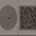 Modern Wall Decor With Circular Layered Design And Golden Square Grid Cube Patterns