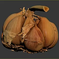 Fresh Peeled Garlic Bulb With Separated Cloves And Dry Outer Skin