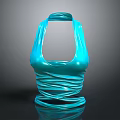 Turquoise Fashion Apparel With Unique Wrapped Design And Sleek Sculptural Style