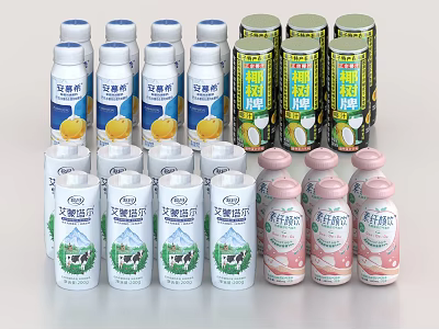 Assorted Beverages Display With Diverse Packaging 3d model