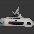 Futuristic Spacecraft With Satellite Antenna White Body And Blue Lights For Cosmic Exploration