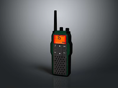 Green And Black Doorbell Featuring Antenna Orange Screen Digital Display Buttons And Grille 3d model