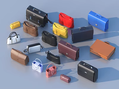 Assorted Color Leather Bags And Handbags In Various Styles For Daily Use 3d model