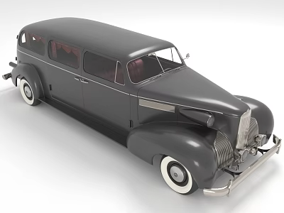 Dark Colored Vintage Classic Car With Retro Design Details 3d model