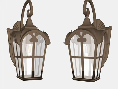 Classic Metal Frame Wall Sconces With Glass Shade For Indoor Outdoor Decor 3d model