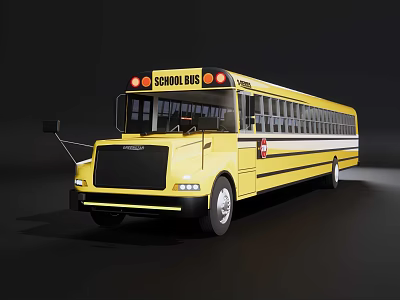 Yellow School Bus Exterior Design Featuring Classic Body And Bright Headlights 3d model