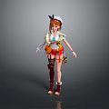 Adventurer Girl Character With Cute Animal Companion In Colorful Outfit And Brown Boots