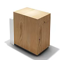 Wooden And White Cube Structure With Smooth Surface And Black Base Design 3d model