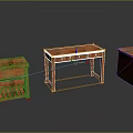 Vintage Rustic Wooden Furniture Set Featuring Drawers Shelves And Table Designs