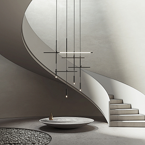 Modern revolving staircase sculpture pendant ornaments 3d model