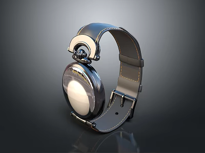 Stylish Classic Wristwatch With Leather Strap And Metal Dial For Everyday Use 3d model