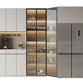 Modern Wine Cabinet Design With Glass Doors Built in Wine Racks And LED Lighting