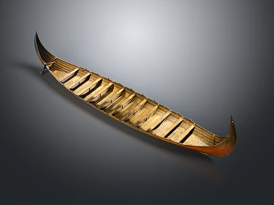 Traditional Wooden Boat With Classic Design And Natural Wood Grain Details 3d model