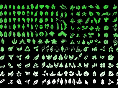 Various Leaf Shaped Pendants With Green And White Nature Inspired Designs 3d model
