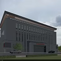 Modern Office Building Exterior Design With Glass Facade Stone Cladding And Landscaped Entrance