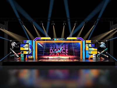 Street Dance of China Stage with Colorful Lighting and LED Screen Design 3d model
