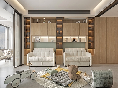 Modern Entertainment Room Leisure Entertainment Room Children's Entertainment Room Rest Area Leisure Area Leisure Chair Children's Toy Room Wine Cabinet Locker Simple Toys model