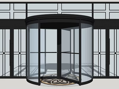Modern Revolving Door With Glass Panels And Metal Frame For Building Entrance 3d model