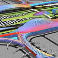 Modern Airport Layout Featuring Multiple Terminals Runways And Transport Links 3d model