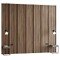 Modern Wooden Bed Accent Wall With Sconces And Side Tables 3d model