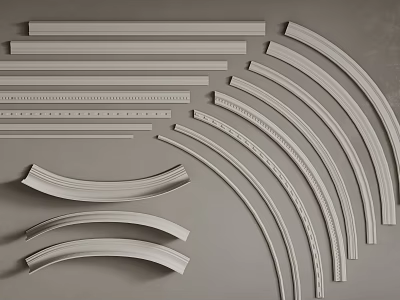 Decorative Plaster Moldings In Various Curved And Straight Designs For Interior Trim 3d model